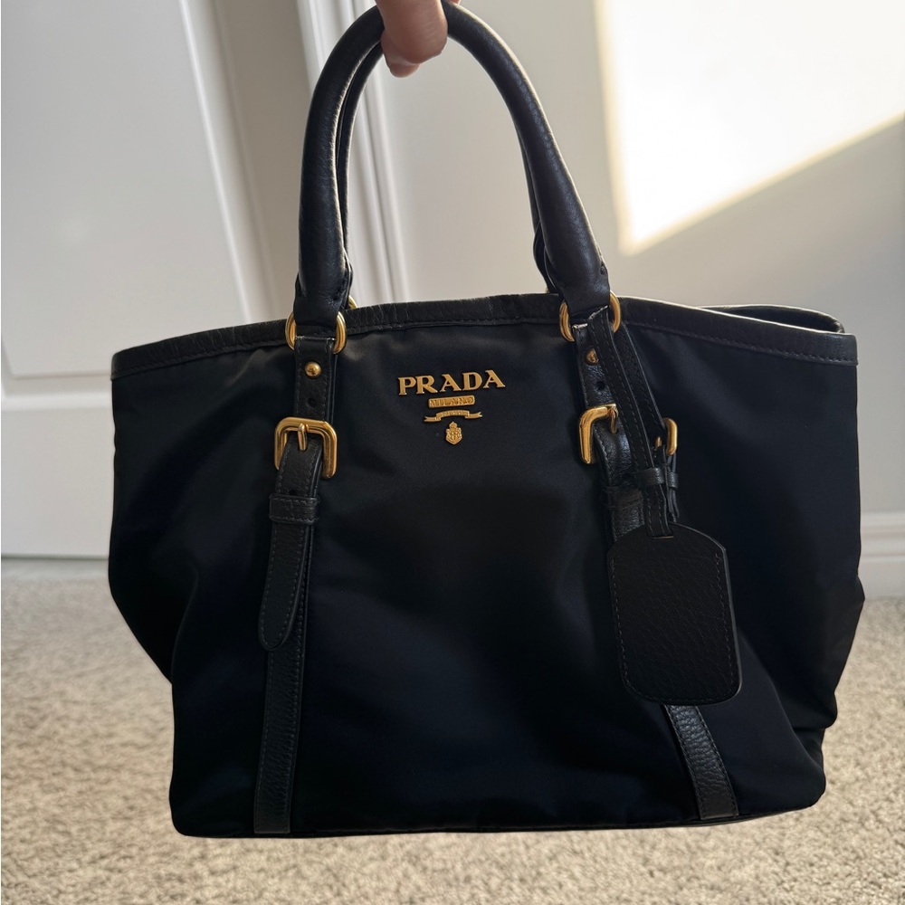 Prada Black Tote with Gold Hardware and Removable Strap